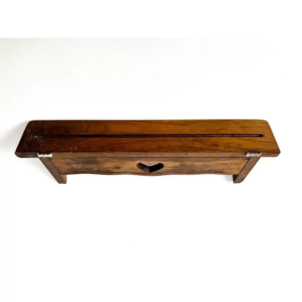 Vintage Wooden Wall Shelf with Heart Cutout
